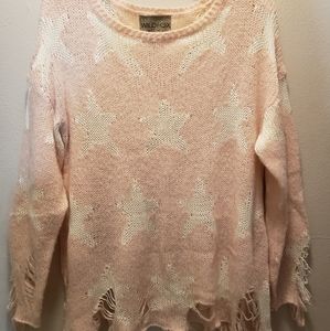 Wildfox Distressed Vintage Pink Star Sweater